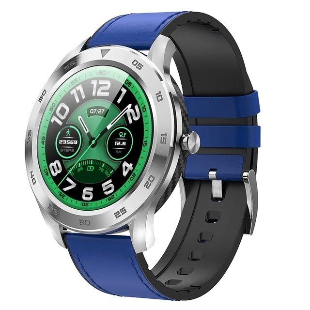 Blue Leather SCELTECH DT98 Смарт-часы IP68 Водонепроницаемый Полный Круглый HD экран ECG Обнаружение Сменные циферблаты умные часы фитнес-трекер часы - Цвет: Blue Leather