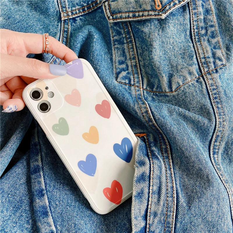 Милый мягкий чехол с сердечками для iPhone 11 Pro Max 7 8 plus X XR XS задняя крышка SE 2 2020