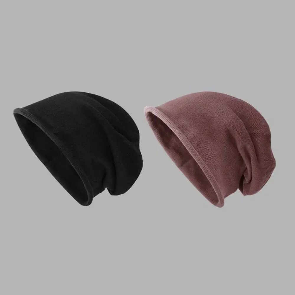 

New Korean Trendy Pure Color Pile Hat For Women Men Simple Wild Knitted Cap For Cool Boys Woolen Beanies Winter Warm Accessories