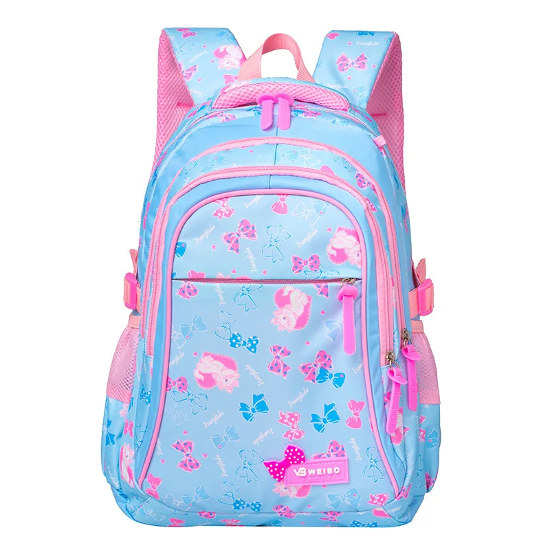 light blue 1 pc Милые рюкзаки с принтом в виде банта для детей, школьные сумки для девочек младшего возраста, Набор детских книжных сумок, комплект из 3 предметов, sac enfant, водонепроницаемый нейлон - Цвет: light blue 1 pc