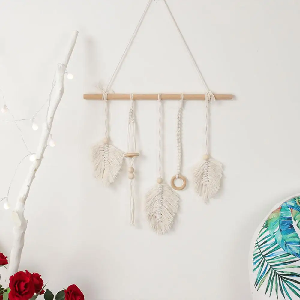 Ins Стиль Хлопок Вязание одеяло Декор Тканый гобелен удобные деревянные бусины