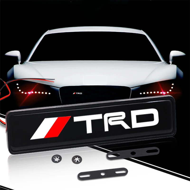 

1pcs Car Decorative LED Lights Front Hood Grille Decoration Badge for Toyota TRD Avensis Auris Hilux Corolla Camry RAV4 Reiz