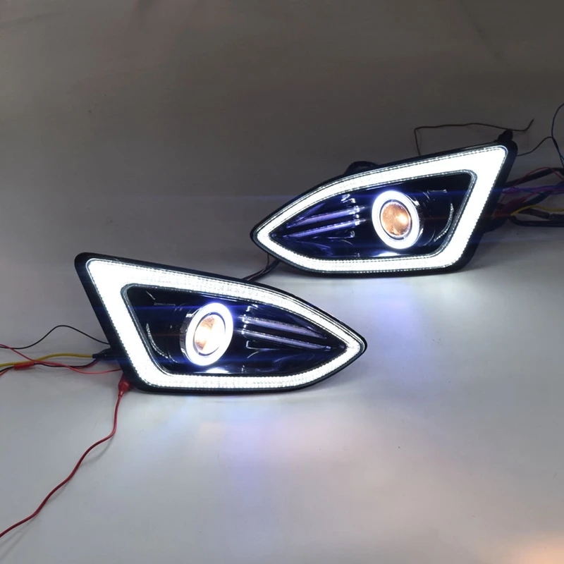 Светодиодный дневный ходовой светильник DRL противотуманная фара с COB Angel Eye 12V
