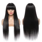 Бразильские прямые парики с челкой, парики из человеческих волос машинного производства SOKU для черных женщин, парики из человеческих волос естественного цвета без повреждений