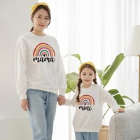 fall rainbow printing mother daughter sweatshirts family matching outfits mommy and me baby clothes women girls cotton sweaters