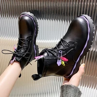 punk gothic fighting boots womens black platform boots 2021 new fashion lace up pu leather ankle boots motorcycle boots women
