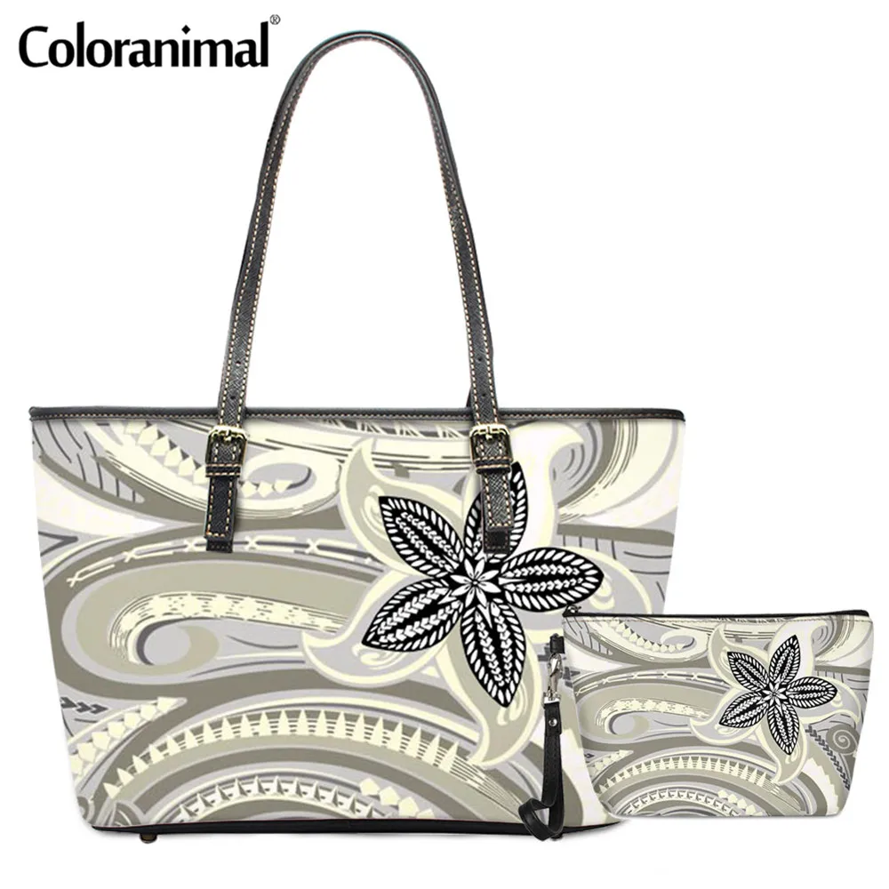 Coloranimal полинезийской Племенной с цветочным принтом женская сумка короткими