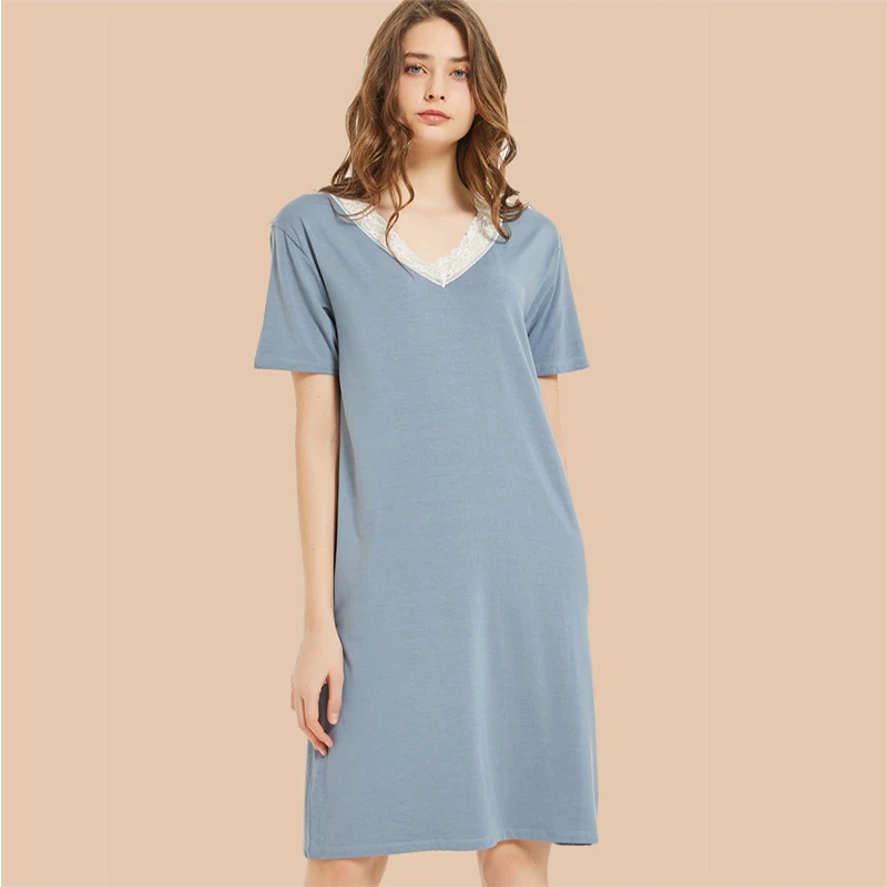 Женская пикантная кружевная ночная рубашка хлопковые ночные рубашки с коротким