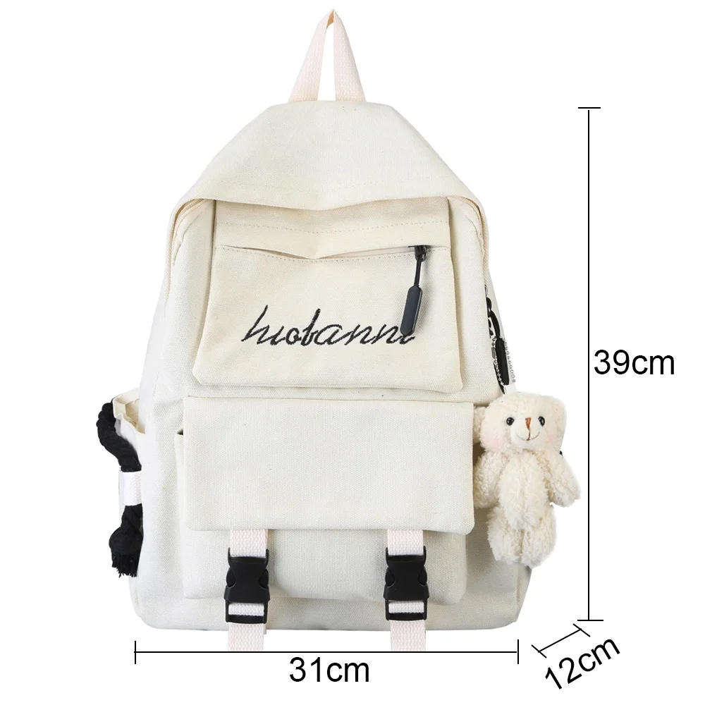 Женский студенческий рюкзак с пряжкой милая холщовая школьная сумка буквенным