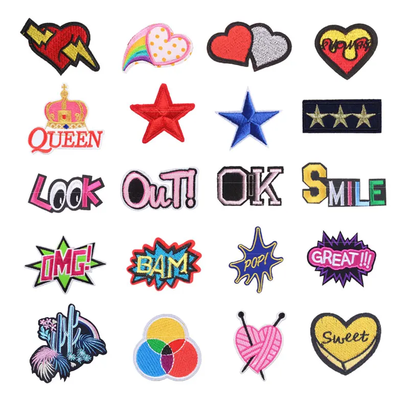 Вышитые нашивки Star Love heart нашивка для утюга значок одежды своими руками наклейка