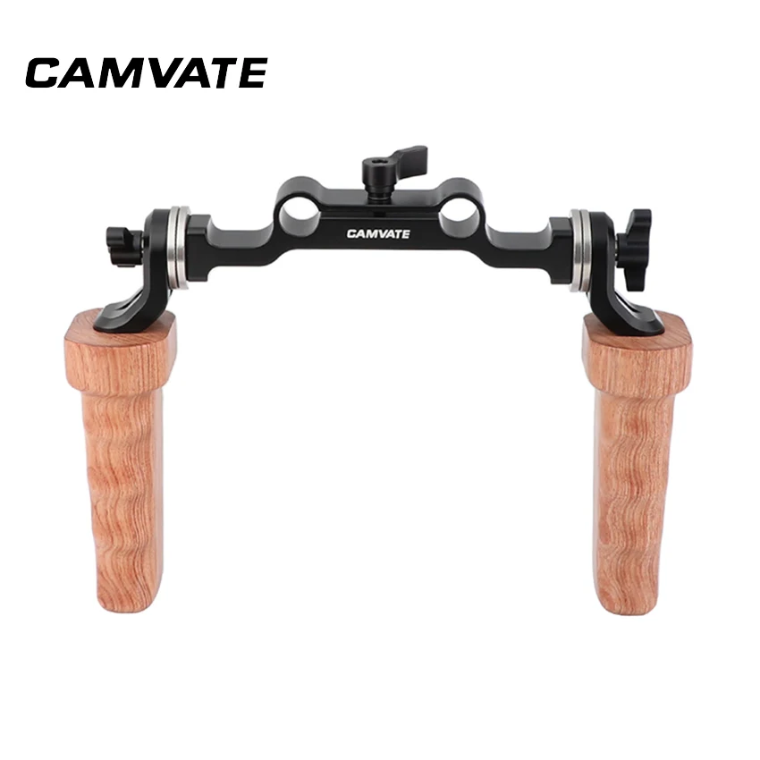 CAMVATE ARRI Rosette ручка пара (дерево) с 15 мм Railblock для DLSR камеры плеча Rig C2422|Аксессуары