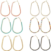boho beaded hoop earrings geometric round circle seed beads big loop earrings dangle for women girls bohemian jewelry