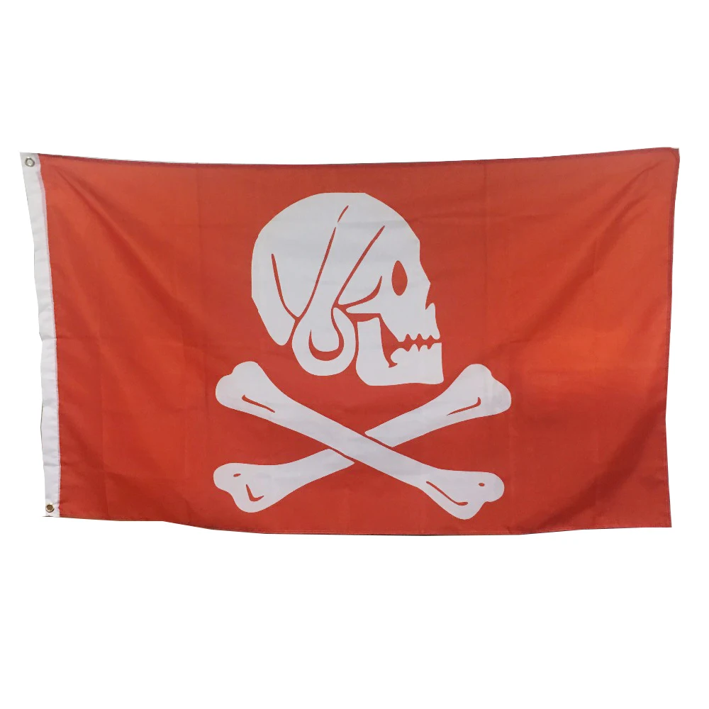 Флаг красный пиратский Captain each Jolly Roger баннер 3x5 футов 100D 150x90 см полиэстер латунные
