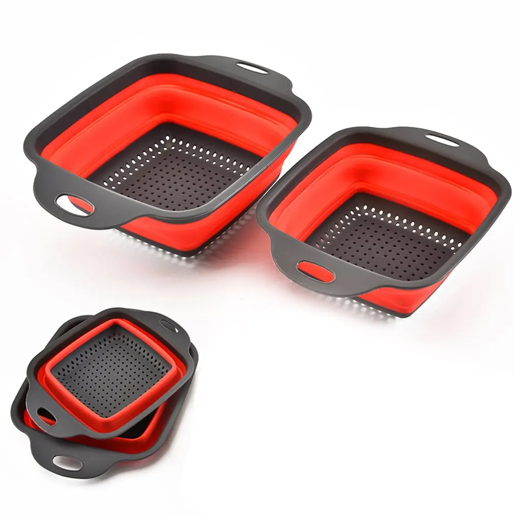 Квадратная складная корзина для слива пластиковая фруктов многофункциональная