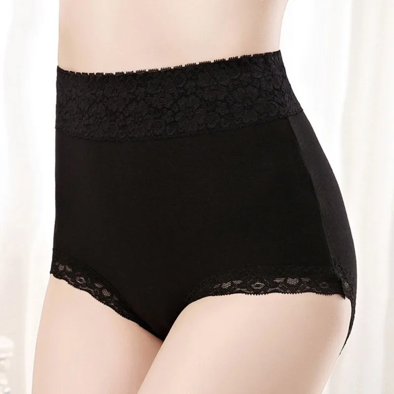 

Women Lace Cotton High Waist Body Shaping Briefs Underwear Breathable Girls Panties