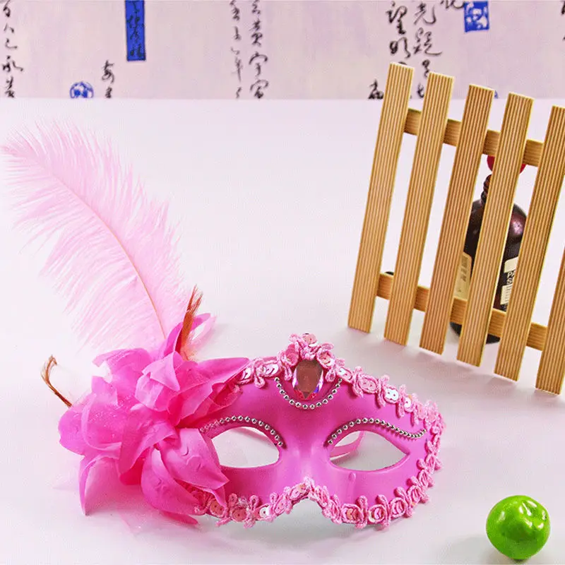 

Halloween masquerade black mask male adult retro mask male feather children girls candy color cosplay costumes halloween costum