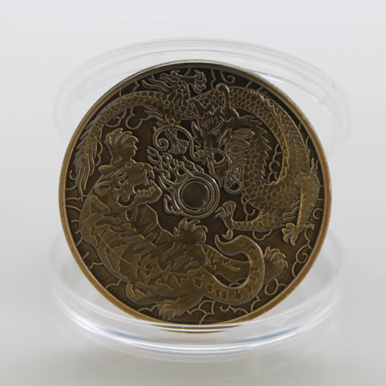 Дракон битва Тигр бронзовое покрытие памятная монета животное сплав старинная