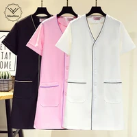 fashion skin manager work clothes spa uniform scrub uniform white large size frosted clothes short sleeved experimental jacket