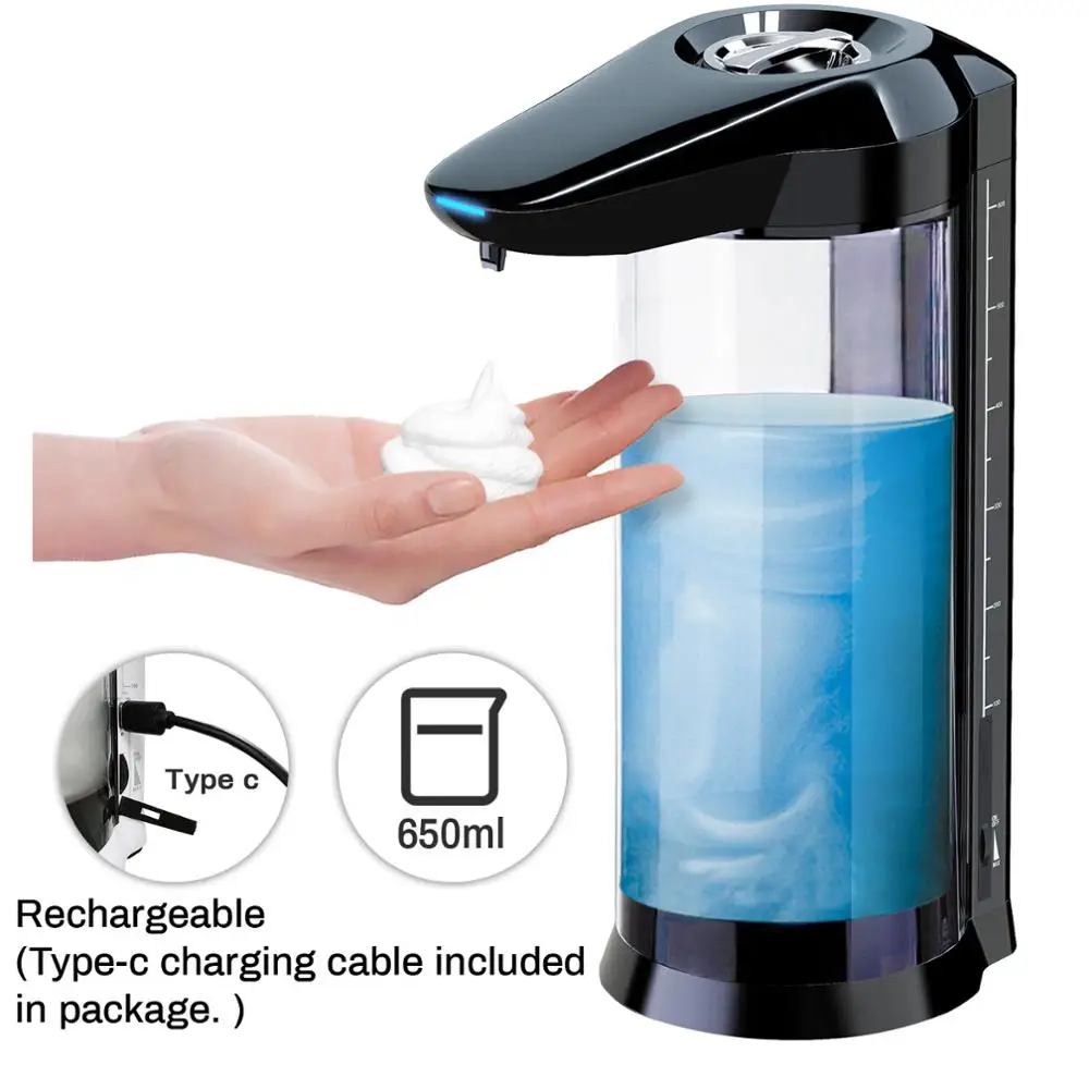 650/400 мл Бесконтактный автоматический диспенсер для мыла перезаряжаемый или подключаемый к источнику