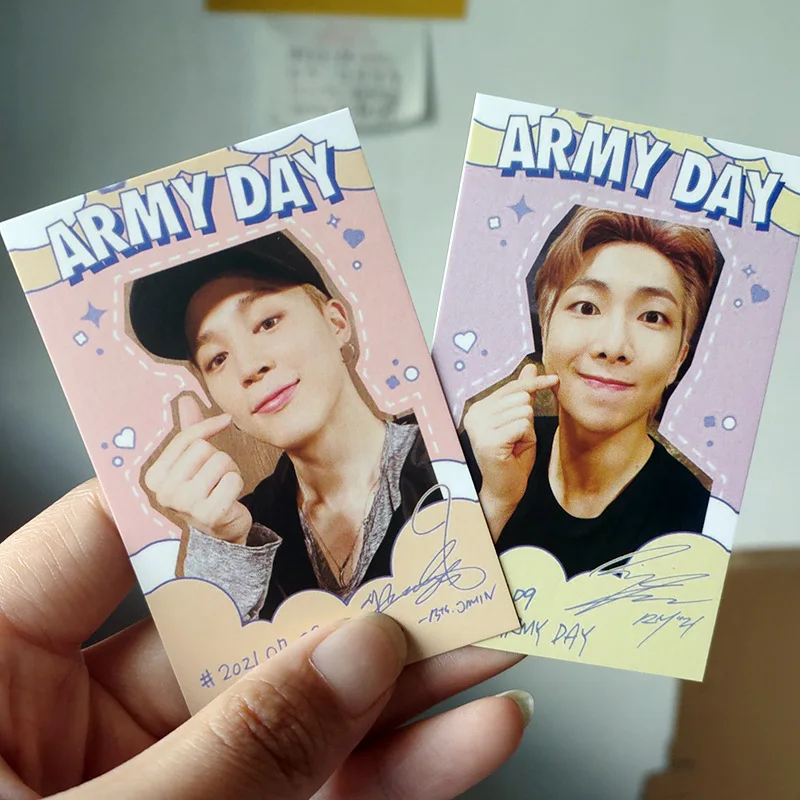

Wholesale Kpop Idol Merchandise Bangtan Boys Happy Army Day Lomo Card Print Cards Boys Poster Picture Korean Fashion Photo Card