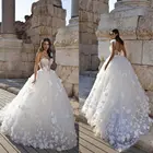 2020, модное свадебное платье, украшенное искусственными камнями, кружевные свадебные платья, индивидуальный пошив, Пляжное ТРАПЕЦИЕВИДНОЕ свадебное платье со шлейфом