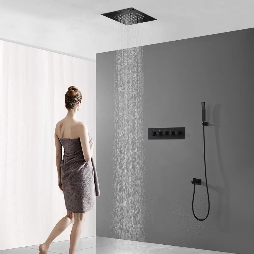 Новый дизайн 2022 черный термостатический клапан смеситель переключатель Bluetooth