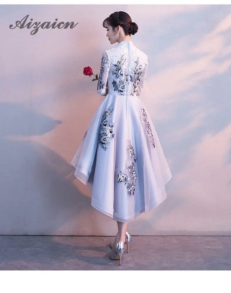 Вышивка Cheongsam длинное китайское Восточное вечернее платье элегантные платья принцессы красные Qipao Свадебные Летние женские сексуальные цветы