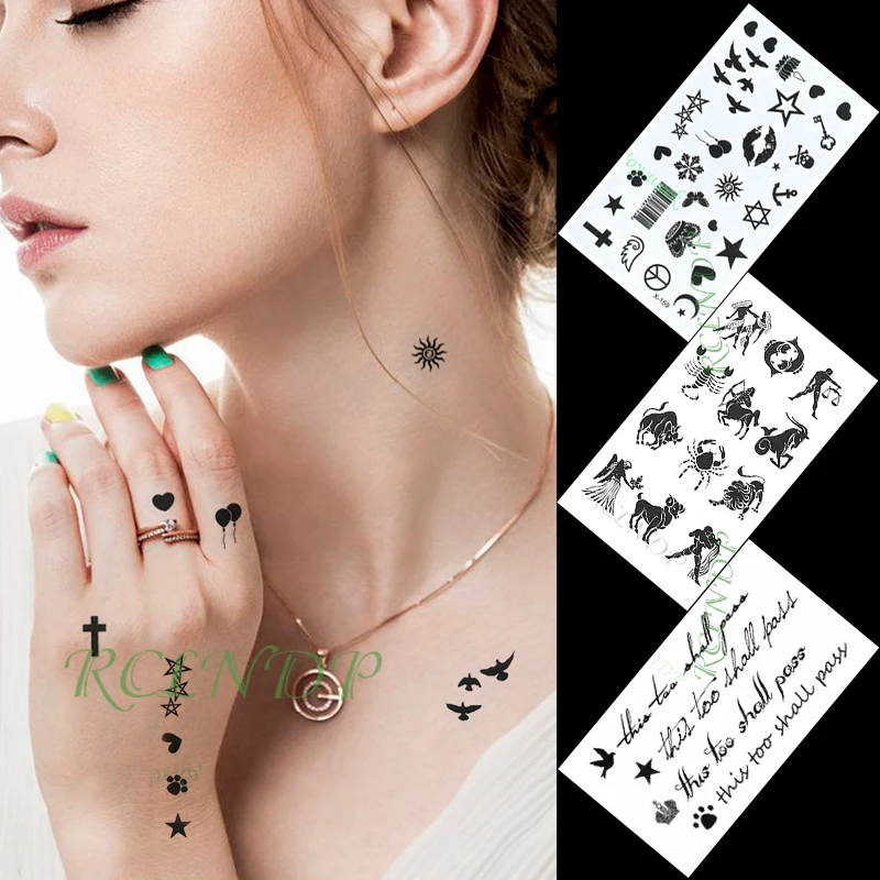 

Waterproof Temporary Tattoo Sticker star bird animal cross letter small art tatto flash tatoo fake tattoos for women men kid