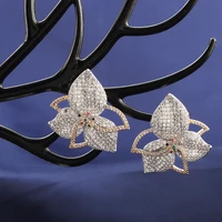 hollow flower geometric earrings for women retro luxury shiny crystal bridal jewelry leaf fashion banquet exquisite kolczyki