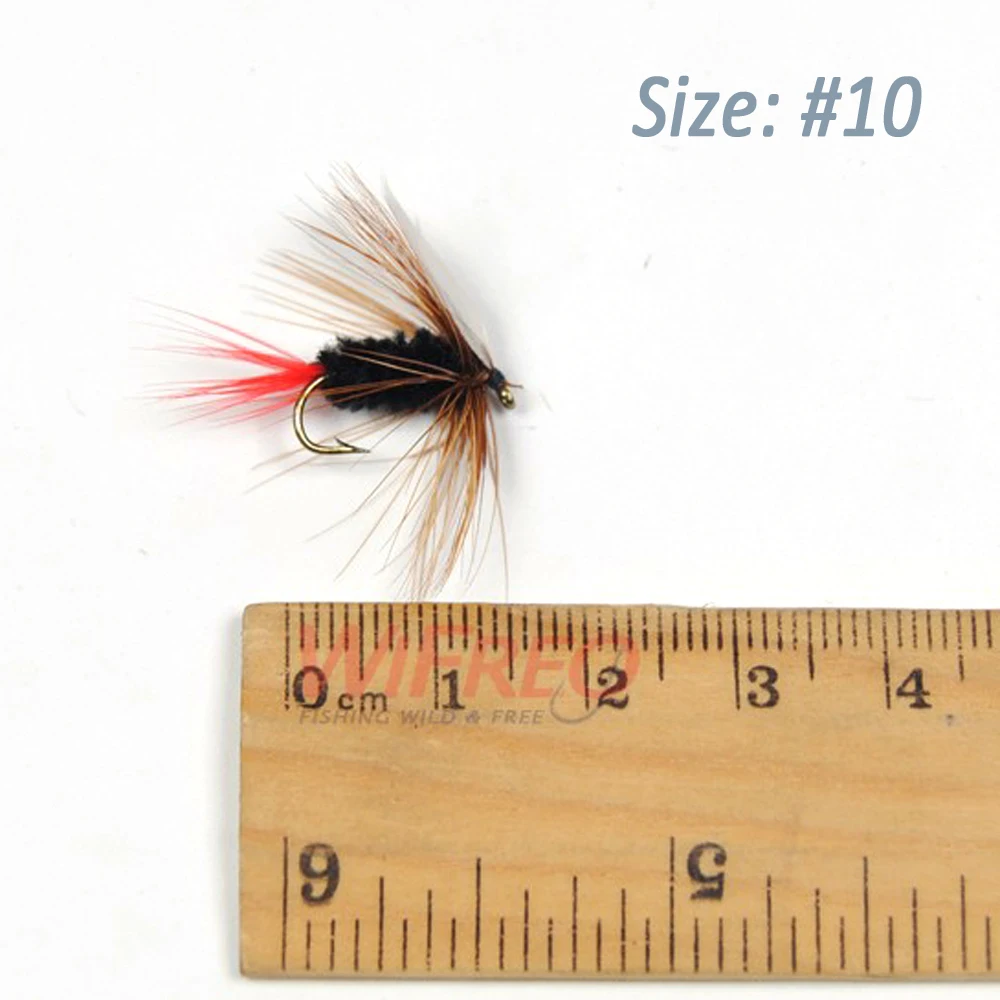 10 шт. бесплатная коробка черно-белые крылья форель рыбалка может лететь сухая