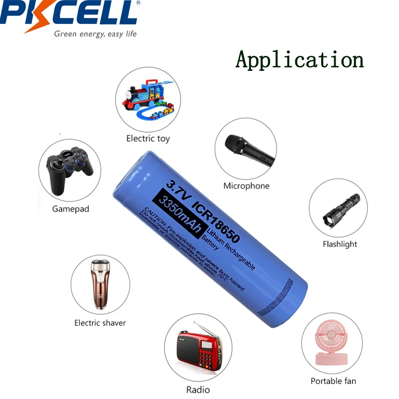4 шт. PKCELL 18650 батарея 3350mah 3 7 v ICR18650 литиевая литий ионная аккумуляторная для