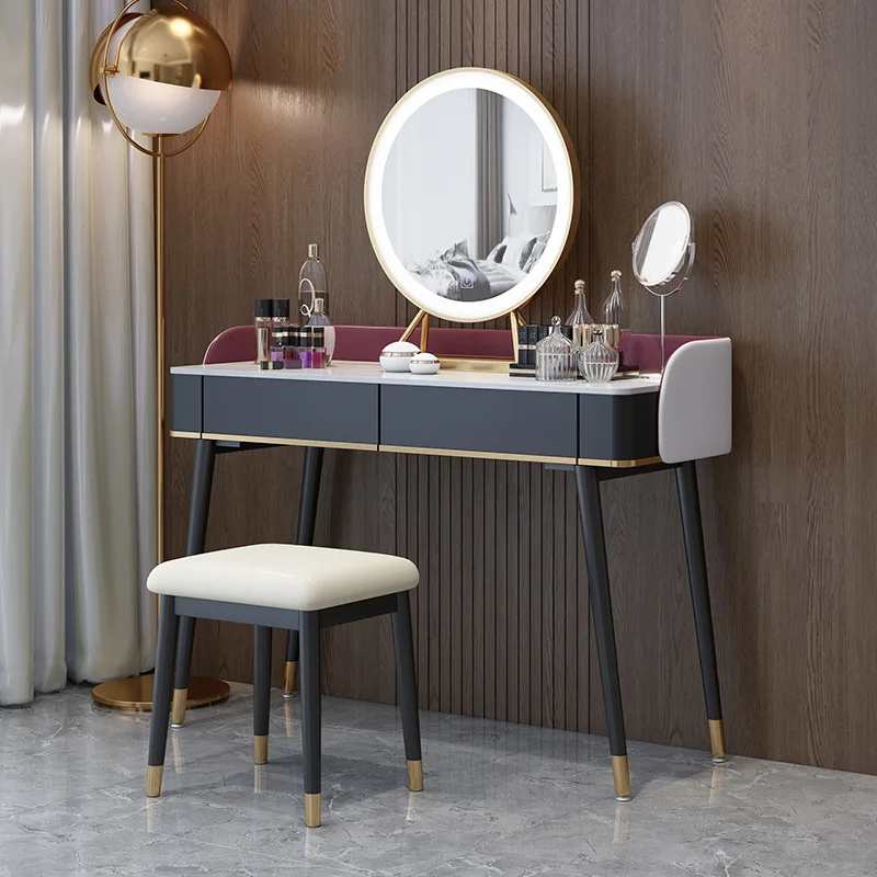 

The Nordic Wood Household Small Family Model Bedroom Dresser Makeup Contracted Wrought Tables Chairs Combined Multifunctional