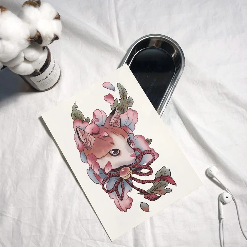 Водостойкая наклейка для телефона стойкая тату-наклейка в виде кота цветка рук