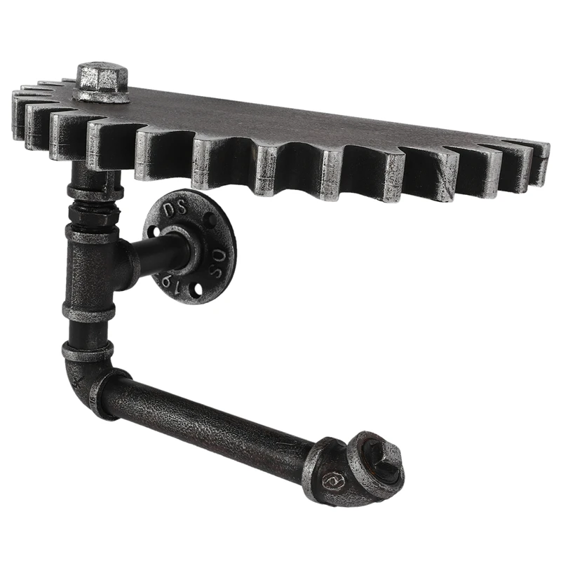 

Retro Bathroom Toilet Paper Holder Roller Wooden Gear Wall Holder Paper Holder Wall WC Paper Holder