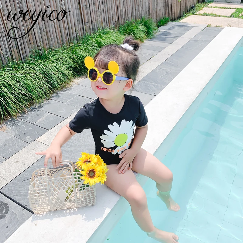 купальник слитный Детский цельный купальный костюм для маленьких девочек