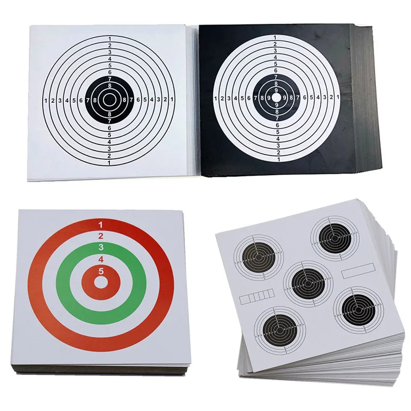 Tarjeta de entrenamiento para práctica de Paintball, 100 piezas, 14x14cm, papel de objetivo de tiro, arco de caza, calibre de flecha, pistola, Rifle, accesorios de Paintball