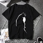 Женские футболки Топы Kawaii милый кот силуэт печать эстетический Графический Футболка летняя одежда для женщин Harajuku Ropa Mujer