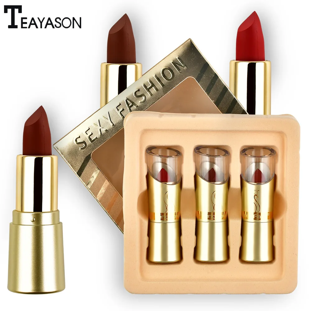 3 шт./компл. набор бархатных матовых помад для губ увлажняющая питательная
