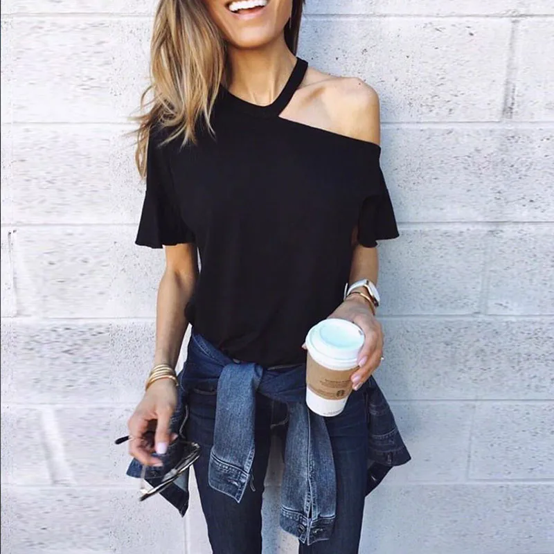 Сексуальное платье без бретелек с косым воротником футболка короткими рукавами