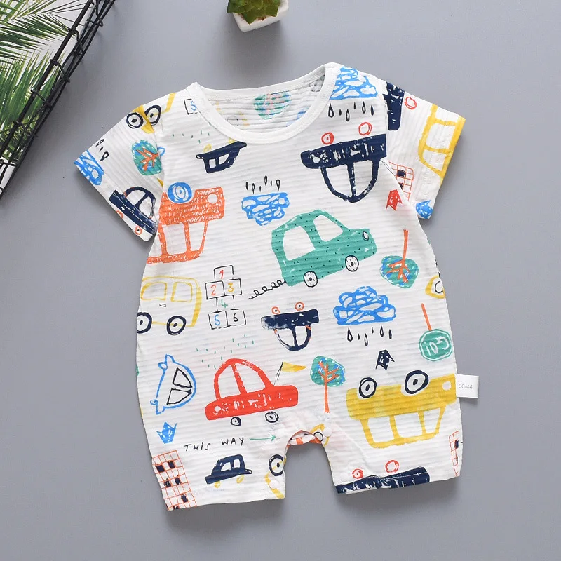 Летние комбинезоны с короткими рукавами и мультяшным рисунком новый брендовый