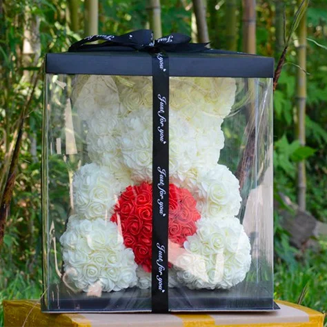 

12 inches 40cm Cake Box Rose Bear Box Transparent Empty Gift Box for Teddy Bear Flower Bear Rabbit Gift Box