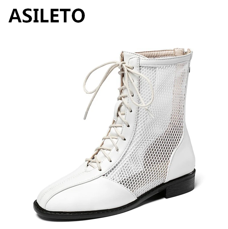 

Летние ботильоны ASILETO с перекрестными ремешками и круглым носком на плоской подошве из мягкой кожи черного и белого цвета большого размера ...