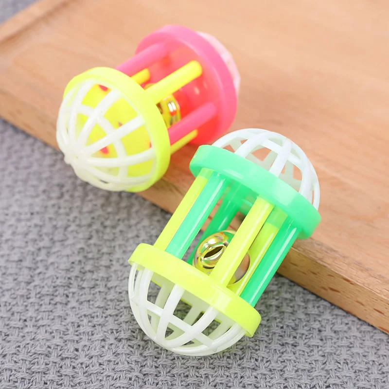 

1 PCS Cat Interactive Toy Dumbbell Cage Plastic Artificial Colorful Teaser Toy Pet Supplies 7*4cm