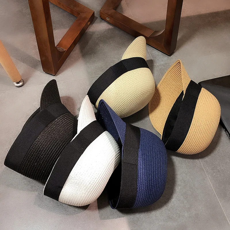 Summer Straw Hats For Women Panama Equestrian Hat Outdoor Casual Beach Sun Caps Female Breathable Travel Visor Baseball Cap | Аксессуары