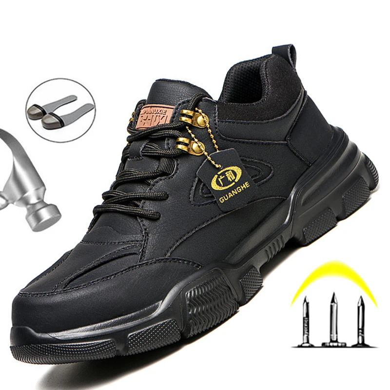 

Защитная обувь для мужчин, рабочие ботинки, защита от проколов, защитные ботинки со стальным носком, неразрушаемая Строительная обувь