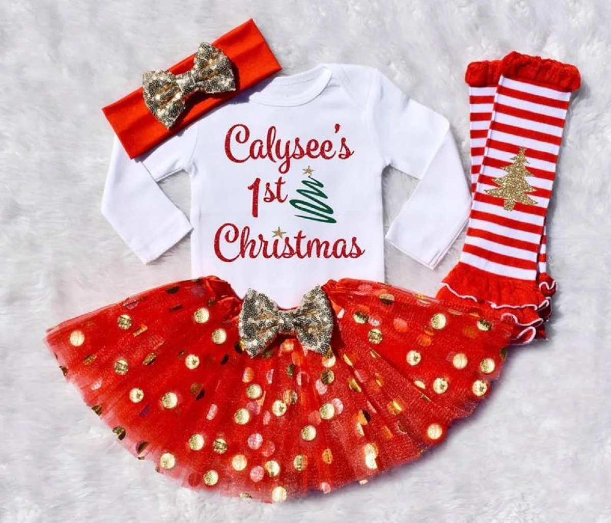 Одежда для маленьких девочек «My 1st Christmas», боди для маленьких девочек+ юбка-пачка+ повязка на голову, комплекты одежды из 3 предметов, Размер 0-18 месяцев