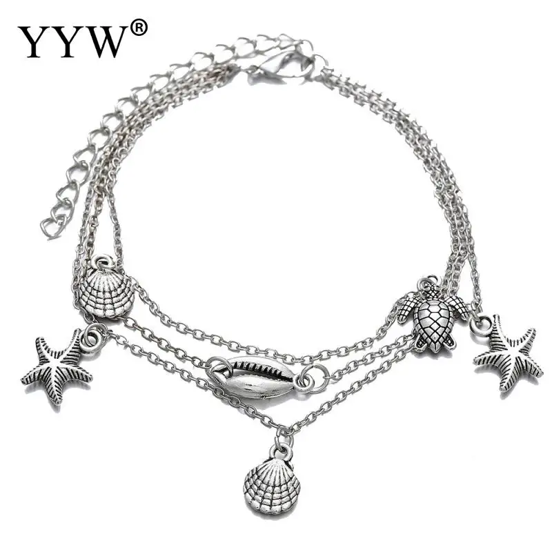 Модные женские расширители лодыжки овальная цепочка серебристого цвета кулон в