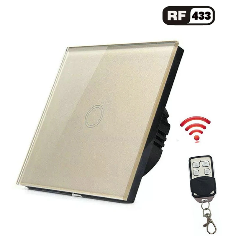 1 gang remote golden 1/2/3/220 тиски Беспроводной светильник сенсорный переключатель Стандартный ЕС умный дом Беспроводной переключатель - Цвет: 1 gang remote golden
