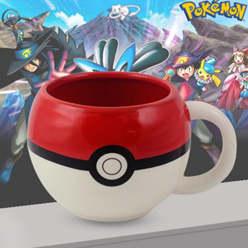 Новинка 320 мл Pokemon Go шаровая кружка Пикачу кружка с бесплатной подстаканкой 1 шт. керамические кофейные кружки бутылка для воды и чая чашка для детей Подарки