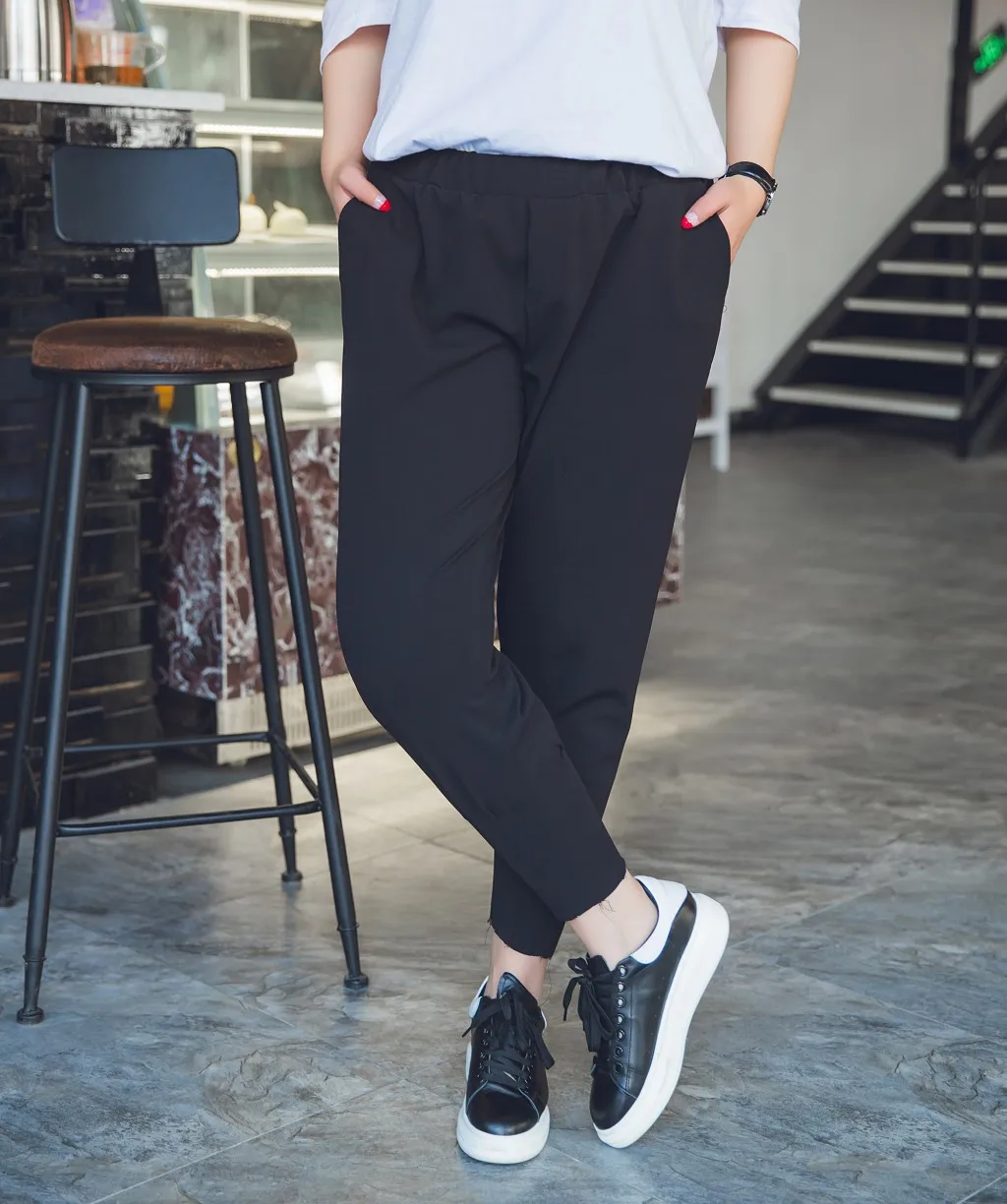 Брюки-султанки женские свободного покроя Стрейчевые брюки до щиколотки большие